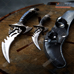 2PC FANTASY CLAW Knife Twin FIXED BLADE DRAGON DAGGER Draco with Sheath