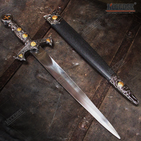 15.5" Medieval Crusader Knight's Templar Short Sword Dagger with Stainless Steel Blade