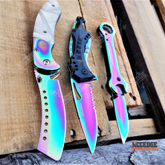 3PC TACTICAL HUNTING KNIFE SET Folding Assisted Open SWAT TAC FORCE EDC Knife +
