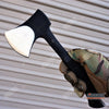 Image of 11 5/8" HUNTING TACTICAL TOMAHAWK THROWING AXE Steel Edge Battle Hatchet FULL TANG ZOMBIE Combat Ax Rubber Handle + Kydex Sheath
