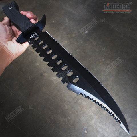 17" Stainless Steel Bowie Razor Blade Hunting Tactical Knife with Sheath