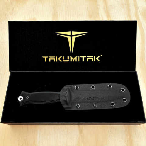 TAKUMITAK 9.5" Fixed Blade Knife D2 5mm Spearpoint Blade G10 & Kydex Sheath Tactical Knife