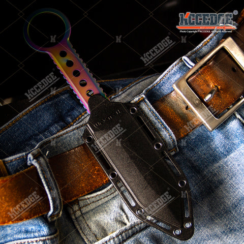 8.25" FULL TANG TACTICAL FIXED BLADE KNIFE  w/ KYDEX SHEATH SPEAR POINT BLADE