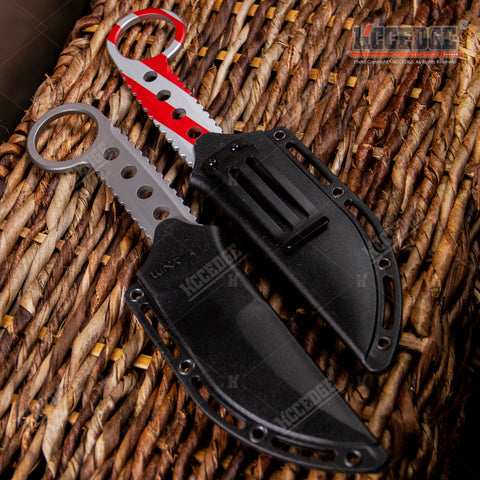 8.25" FULL TANG TACTICAL FIXED BLADE KNIFE  w/ KYDEX SHEATH TRAILING POINT BLADE