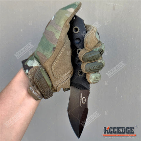 9" Full Tang Tactical Fixed Blade Knife G10 Handle w/ Kydex Sheath And Multi-Mount Molle Clip 58-59 HRC 440C Stainless Steel Blade 4mm Thick Blade With Black Stonewash Finish