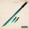 Image of 27" NINJA SWORD TANTO Machete + 2 Throwing Knife Full Tang Tactical Blade Katana