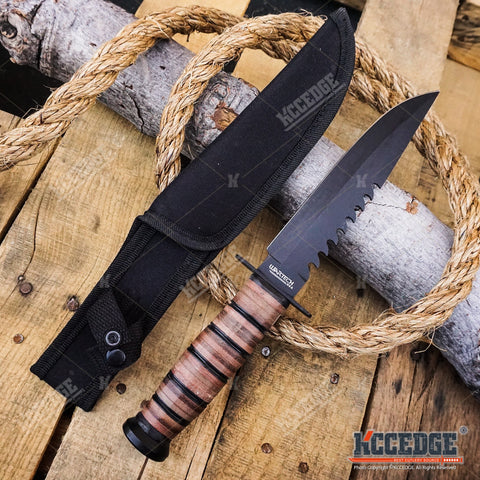 12" MILITARY USMC Tactical Fixed Blade Hunting Knife w/ Comfortable Grip