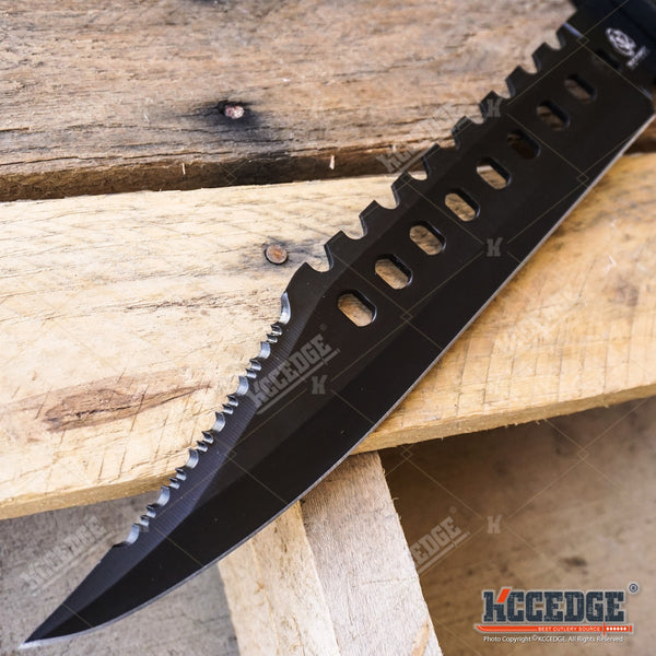 11 3/4 Tactical Fixed Blade Knife Partially Serrated Edge On Spear Po –  KCCEDGE