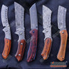 Image of 5PC DAMASK HUNTING KNIFE SET 1PC FIXED BLADE CLEAVER + 4PC POCKET CLEAVER