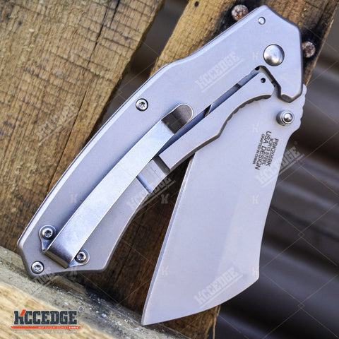 CAMPING HUNTING Assisted Open Pocket Folding Knife BUCKSHOT CLEAVER RAZOR Blade