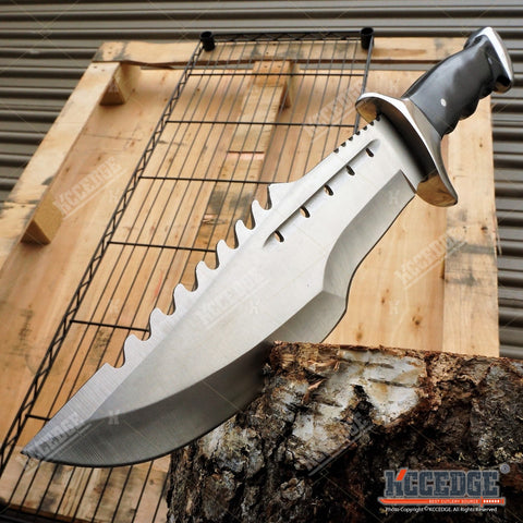OUTDOOR 15" FULL TANG FIXED BLADE SURVIVAL RESCUE HUNTING CAMPING BOWIE KNIFE