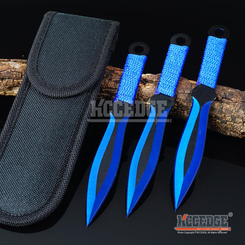 3PC 6.5" Ninja Kunai Biohazard Tactical Technicolor Throwing Knife Set w/ Sheath