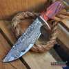 Image of 10" FULL TANG HUNTING KNIFE Wooden Handle SURVIVAL BOWIE STYLE w/ Sheath
