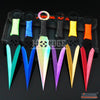 Image of 6PC 6.5"  Combat Ninja Kunai Assorted Technicolor Throwing Knife Set +Sheath
