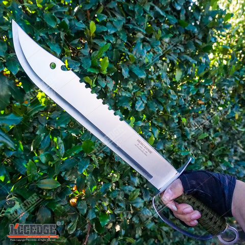 19.5" HUNTERS CHOPPING SWORD Sawback Fixed Blade Machete Knuckle-Bow Guard