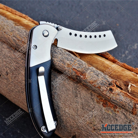 Camping Hunting Assisted Open 8" Pocket Folding Knife CLEAVER SHAVER STYLE Blade EDC KNIFE
