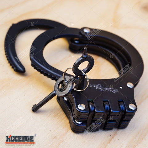 Special Force Hinge REAL Handcuffs METAL Double Lock TACTICAL Hand Cuffs Keys