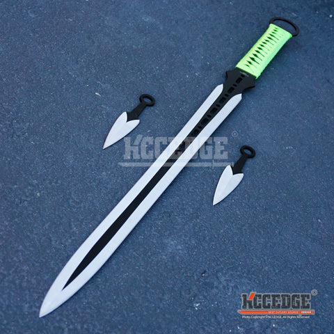 27" Full Tang Ninja Katana Machete w/ Throwing Knives