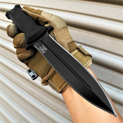 TAKUMITAK 9.5" Fixed Blade Knife D2 5mm Spearpoint Blade G10 & Kydex Sheath Tactical Knife