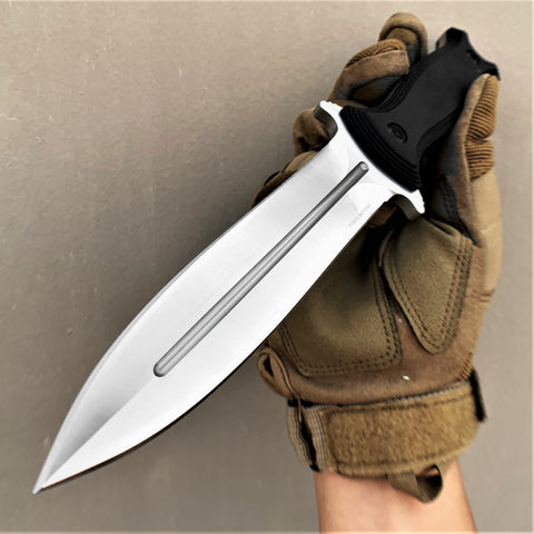 TAKUMITAK 9.5" Fixed Blade Knife D2 5mm Spearpoint Blade G10 & Kydex Sheath Tactical Knife