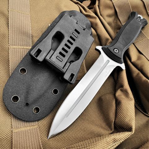 TAKUMITAK 9.5" Fixed Blade Knife D2 5mm Spearpoint Blade G10 & Kydex Sheath Tactical Knife