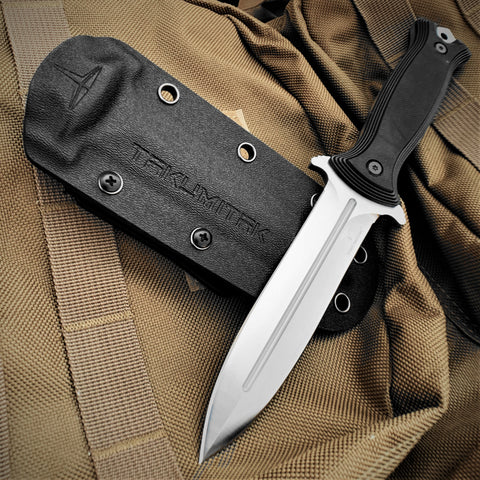 TAKUMITAK 9.5" Fixed Blade Knife D2 5mm Spearpoint Blade G10 & Kydex Sheath Tactical Knife