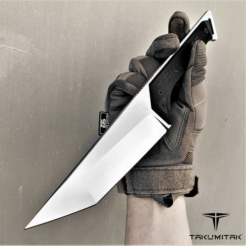 TAKUMITAK 11" Fixed Blade Knife Full Tang D2 Blade 4.88mm Straight Back Blade G10 Handle Kydex Sheath Survival Knife Emergency Knife