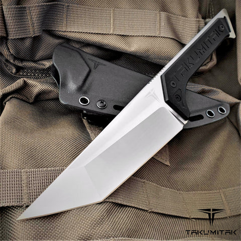 TAKUMITAK 11" Fixed Blade Knife Full Tang D2 Blade 4.88mm Straight Back Blade G10 Handle Kydex Sheath Survival Knife Emergency Knife