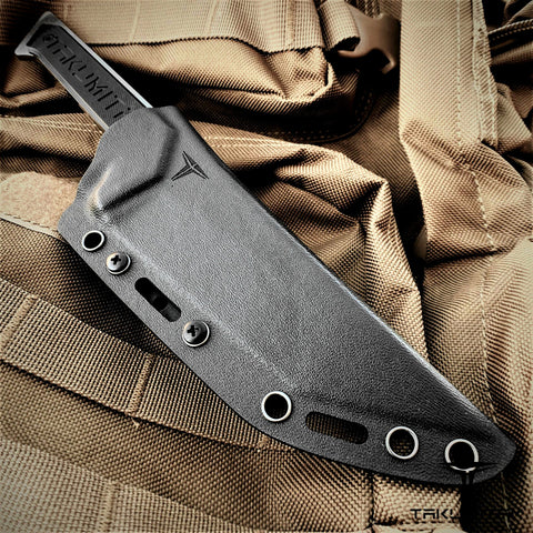 TAKUMITAK 11" Fixed Blade Knife Full Tang D2 Blade 4.88mm Straight Back Blade G10 Handle Kydex Sheath Tactical Knife