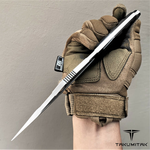 TAKUMITAK 10" Fixed Blade Knife Full Tang D2 Blade 4.90mm Clip Point Blade G10 Handle Kydex Sheath Tactical Knife