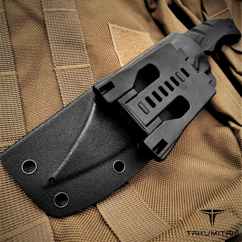 TAKUMITAK 10" Fixed Blade Knife Full Tang D2 Blade 4.90mm Clip Point Blade G10 Handle Kydex Sheath Tactical Knife