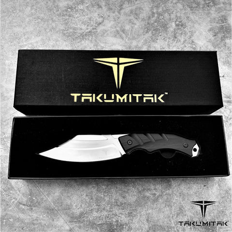 TAKUMITAK 10" Fixed Blade Knife Full Tang D2 Blade 4.90mm Clip Point Blade G10 Handle Kydex Sheath Tactical Knife