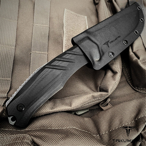 TAKUMITAK 11" Fixed Blade Knife Full Tang D2 Blade 4.79mm Drop Point Blade G10 Handle Kydex Sheath Emergency Knife Camping Knife EDC Bushcraft Go Bag Knife