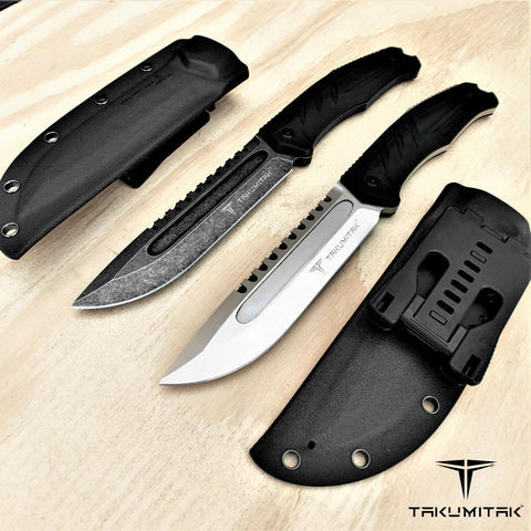 TAKUMITAK 11" Fixed Blade Knife Full Tang D2 Blade 4.79mm Drop Point Blade G10 Handle Kydex Sheath Emergency Knife Camping Knife EDC Bushcraft Go Bag Knife