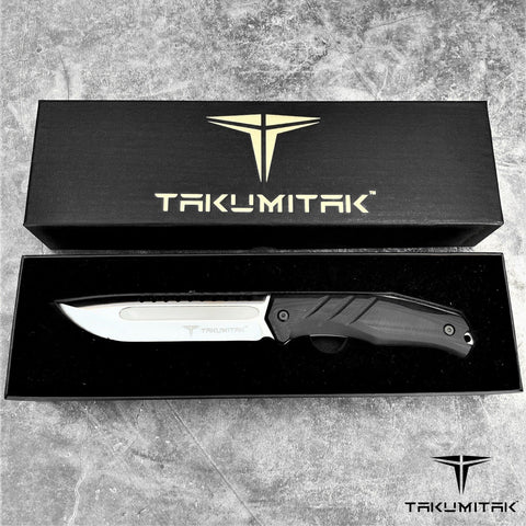 TAKUMITAK 11" Fixed Blade Knife Full Tang D2 Blade 4.79mm Drop Point Blade G10 Handle Kydex Sheath Emergency Knife Camping Knife EDC Bushcraft Go Bag Knife