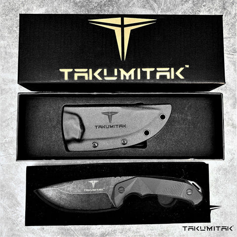 Takumitak 8.75" Fixed Blade Knife Full Tang D2 Blade 4.90mm Drop Point Blade G10 Handle Kydex Sheath Camping Knife Hunting Knife EDC Bushcraft Go Bag Knife