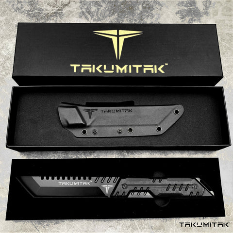 Takumitak 12.25" Fixed Blade Knife Full Tang D2 Blade 4.97mm Tanto Blade G10 Handle Kydex Sheath Tactical Knife EDC Bushcraft Go Bag Knife
