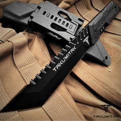 Takumitak 12.25" Fixed Blade Knife Full Tang D2 Blade 4.97mm Tanto Blade G10 Handle Kydex Sheath Hunting Knife Camping Knife EDC Bushcraft Go Bag Knife
