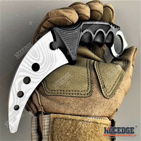 7.5" Fixed Blade Knife FULL METAL TRAINING KARAMBIT with DULL EDGE
