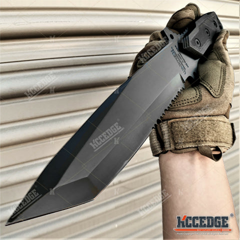 12" Fixed Blade Knife 6.5" Tanto Blade Serrated Camping Knife Survival Knife