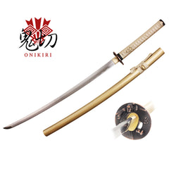 41.25" Onikiri HANDMADE Nobunaga GOLD KATANA SWORD JAPANESE w/ SAMURAI TSUBA