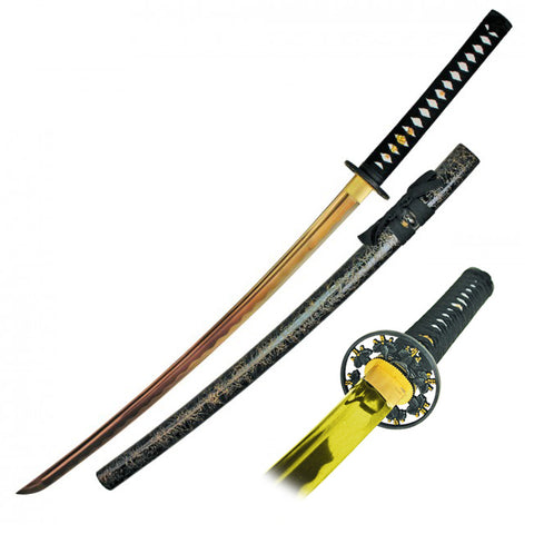 41.5" Handmade Japanese ONIKIRI KATANA SAMURAI SWORD LEAF TSUBA Ray Skin Handle