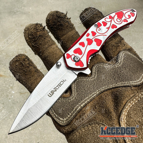 7" Outdoor Everyday Carry EDC Hearts Folding Pocket Knife for Men Women – Sharp Stainless Steel Blade, Compact & Durable Gear Tools for Camping, Hiking, Survival, Tactical, Valentine's Day, Xmas Gift