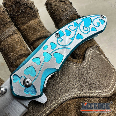 7" Outdoor Everyday Carry EDC Hearts Folding Pocket Knife for Men Women – Sharp Stainless Steel Blade, Compact & Durable Gear Tools for Camping, Hiking, Survival, Tactical, Valentine's Day, Xmas Gift