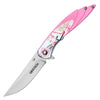 Image of 7.75” Outdoors Man Bushcraft Camping Hunting Tactical EDC Everyday Carry Pink Flamingo Pocket Knife