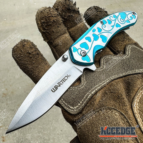 7" Outdoor Everyday Carry EDC Hearts Folding Pocket Knife for Men Women – Sharp Stainless Steel Blade, Compact & Durable Gear Tools for Camping, Hiking, Survival, Tactical, Valentine's Day, Xmas Gift