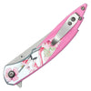 Image of 7.75” Outdoors Man Bushcraft Camping Hunting Tactical EDC Everyday Carry Pink Flamingo Pocket Knife