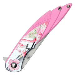 7.75” Outdoors Man Bushcraft Camping Hunting Tactical EDC Everyday Carry Pink Flamingo Pocket Knife