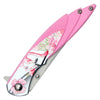 Image of 7.75” Outdoors Man Bushcraft Camping Hunting Tactical EDC Everyday Carry Pink Flamingo Pocket Knife