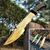 Image of 17" Full Tang Fixed Blade Machete Partially Serrated Clip Point Blade Survival Knife Camping Knife Hunting Knife